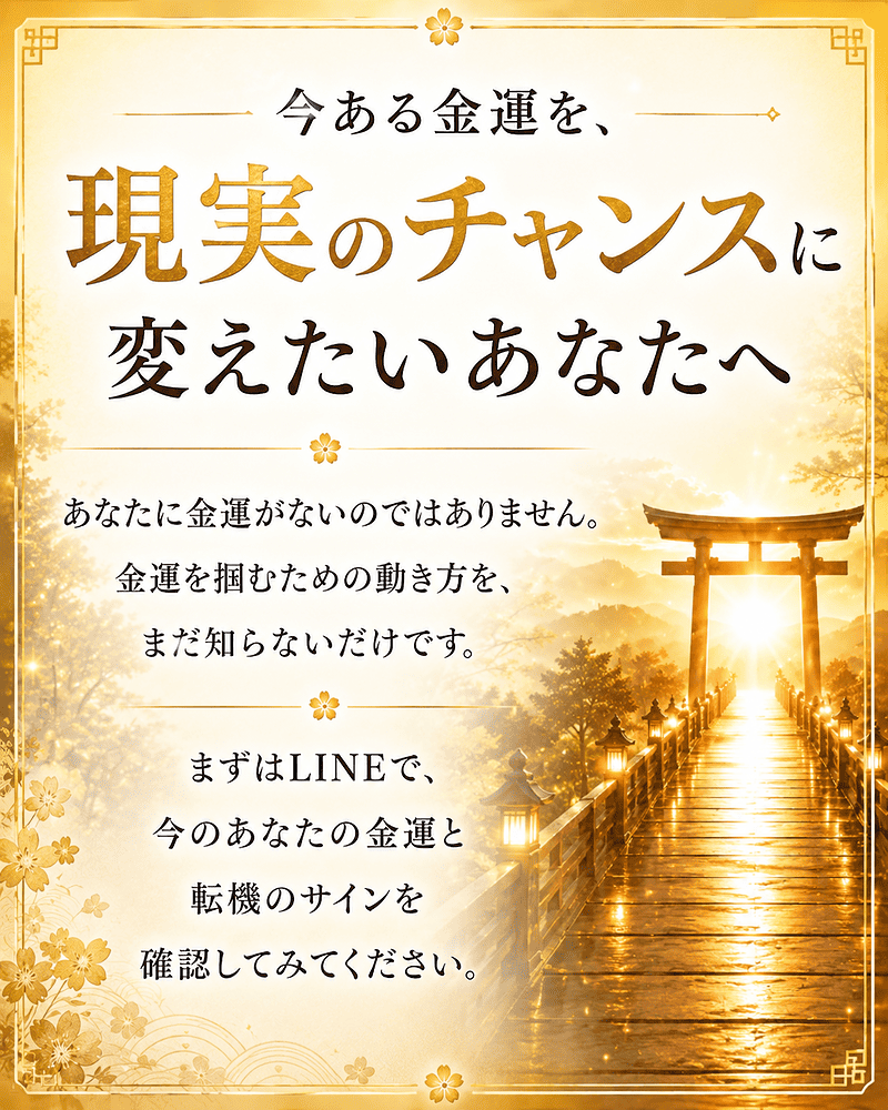 今ある金運を、現実のチャンスに変えたいあなたへ